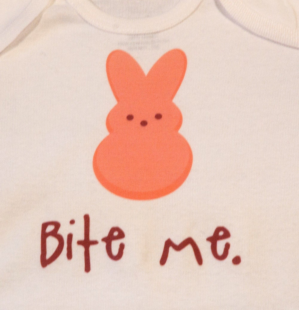 spring easter baby/toddler shirt or bodysuit  "bite me candy bunny" in sizes NB to youth