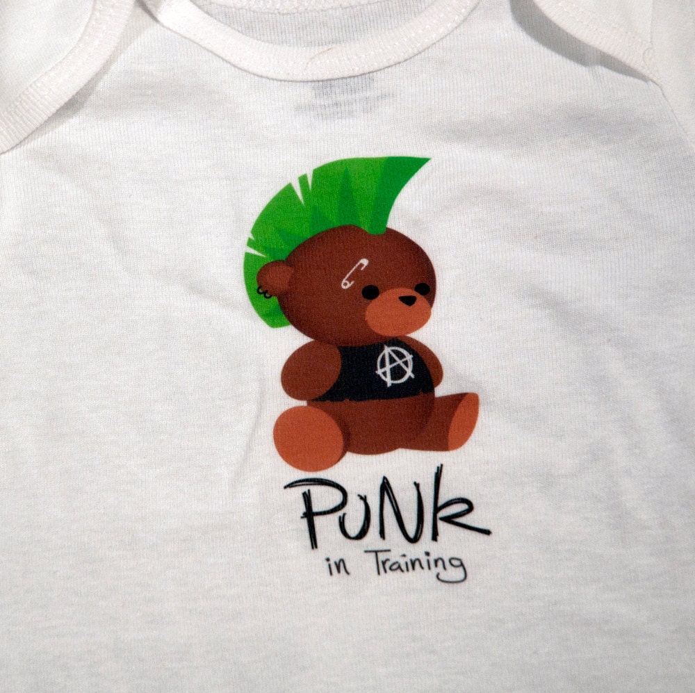 mohawk bear "punk in training" baby/toddler shirt or bodysuit in sizes NB to youth