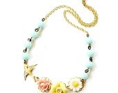 Little Blue Dream Charm Necklace- 14K gold filled chain