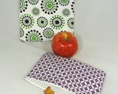 Reusable Snack Bag Set . Eco Friendly Snack Bag . Lunch Combo . Purple and Green