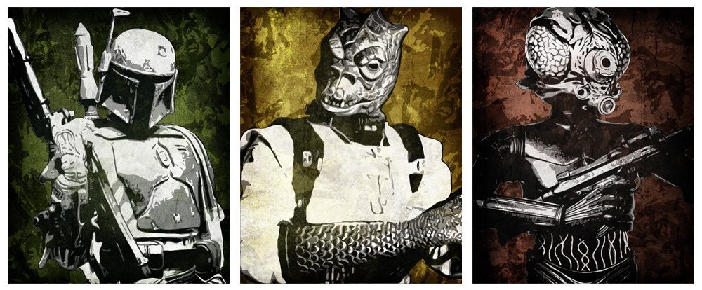 Star Wars Bounty Hunters Pop Art Print Set 8 x 10