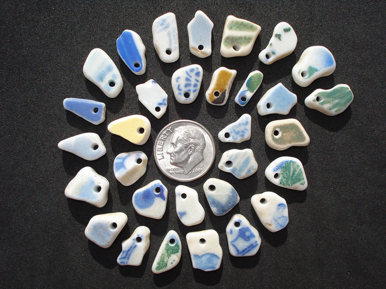 Drilled Beach Sea Glass 30 Top Drilled Pottery Hawaii Beads