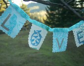 LOVE Birds Mini Banner Valentines Day Decoration hand painted fabric Il_170x135