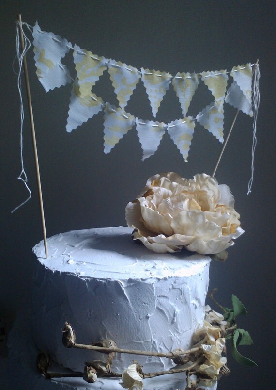 Wedding Cake Bunting sheer white and pear vintage fabric Il_570xn