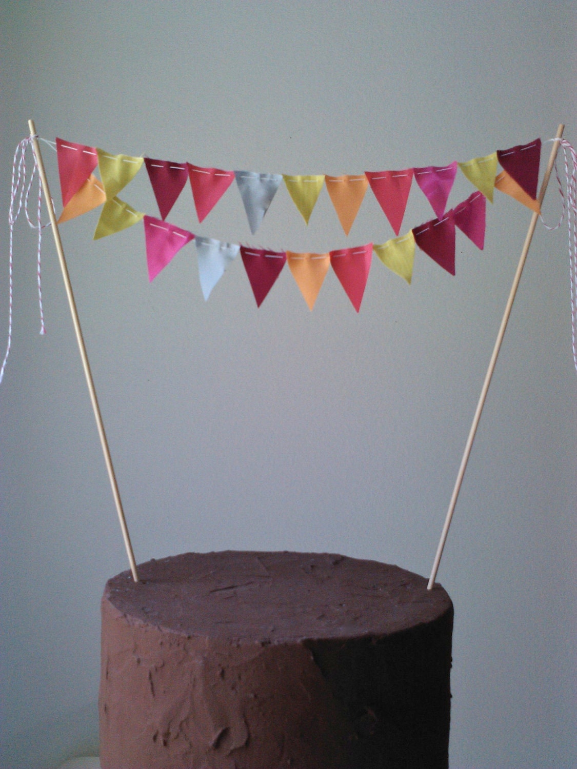 Cake Bunting Flags Wedding Cake Topper -Summer- pink, red, chartreuse, gray, fuchsia, orange Il_570xn