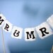 Wedding Cake Topper "Mr & Mrs" Cake Bunting- You choose color