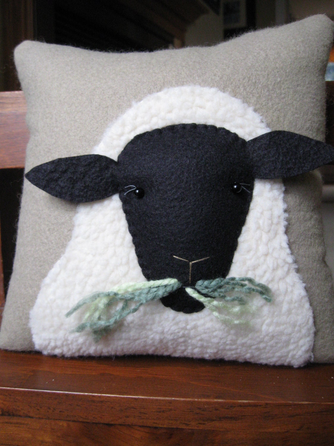 Primitive Wooly Sheep Decorative Pillow