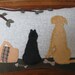 Kitty Cat and Dog Applique Pillow....Lovely Day For A Picnic