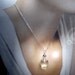 Clear color water in tear drop hand blown glass silver plated pendant