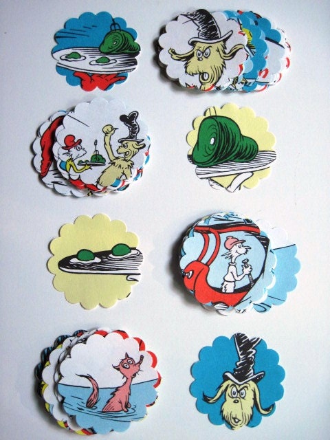 GREEN EGGS and HAM - Dr. Seuss - Recycled Paper Punches - Over 75