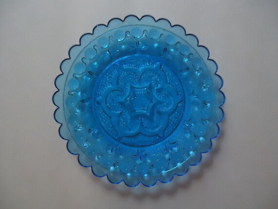 Pairpoint Plate Vintage Glass VintageKeepsake Blue Cup  by Pressed plates cup vintage