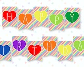 Rainbow Party PRINTABLE Happy Birthday Banner (INSTANT DOWNLOAD) from Love The Day Il_170x135