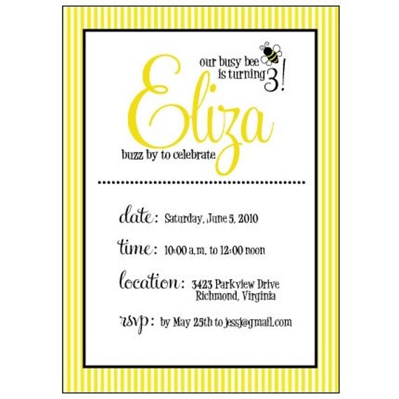 Honey Bee Birthday Party PRINTABLE Invitations by Love The Day Il_570xn