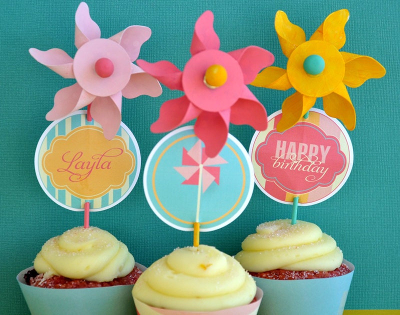 Pinwheel Party PRINTABLE DIY Custom Birthday Party Circles by Love The Day Il_570xn