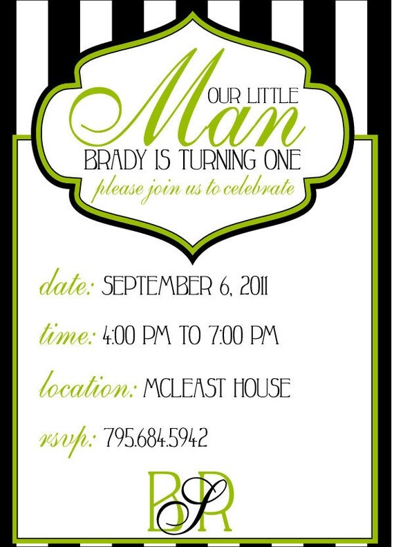 Our Little Man Birthday Party PRINTABLE Custom Invitation by Love The Day Il_570xn