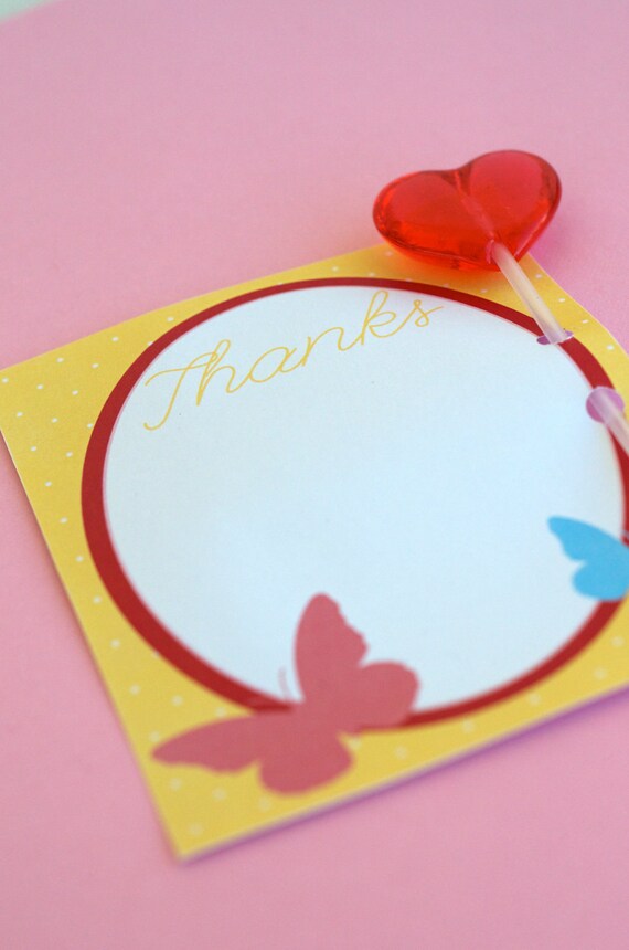 Vintage Butterfly Tea Party Birthday PRINTABLE Thank You Cards by Love The Day Il_570xn