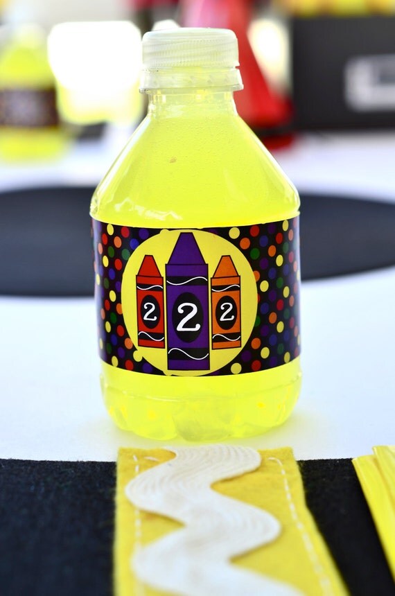 Crayon Party PRINTABLE DIY Birthday Drink Label from Love The Day Il_570xn