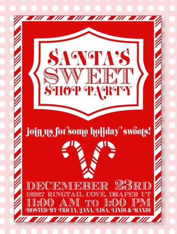 Santa's Sweet Shop Peppermint Party PRINTABLE invitation by Love The Day Il_570xn