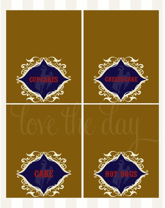 Rustic Cowboy Party PRINTABLE DIY Custom Birthday Food Label from Love The Day Il_570xn