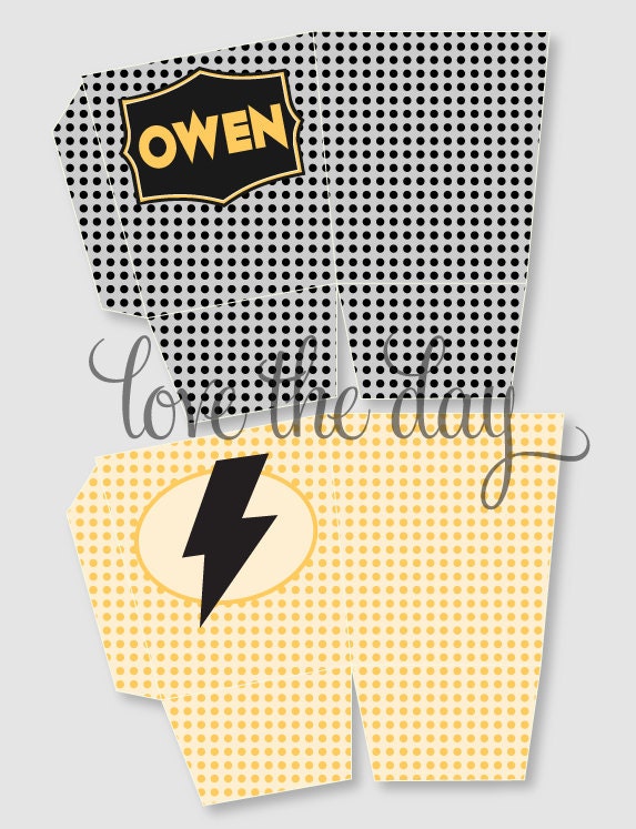 Superhero Birthday Party PRINTABLE DIY Popcorn Box by Love The Day Il_570xn