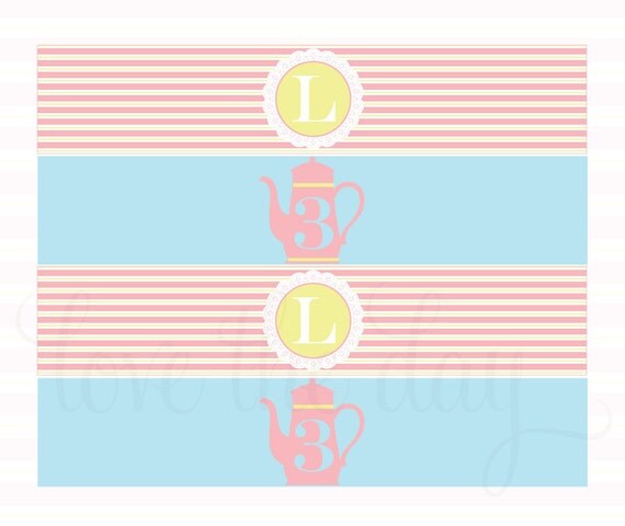 Frilly Tea Party Birthday PRINTABLE Drink Label by Love The Day Il_570xn