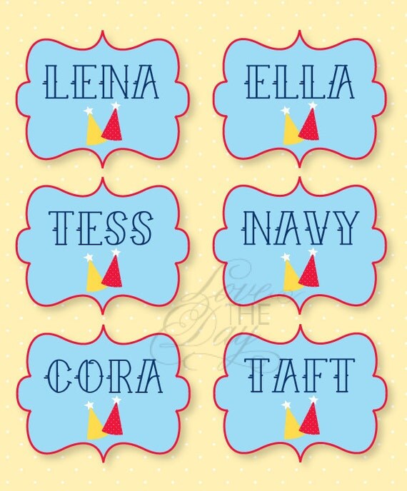Polka Dot Party PRINTABLE Birthday Name Tags from Love The Day Il_570xn