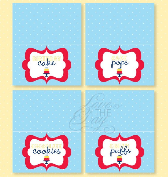 Polka Dot Birthday Party PRINTABLE Food Tent Cards from Love The Day Il_570xn