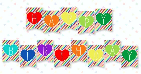 Rainbow Party PRINTABLE Happy Birthday Banner from Love The Day Il_570xn