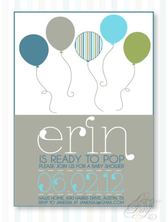 Ready To Pop Baby Shower PRINTABLE Custom Invitation by Love The Day
