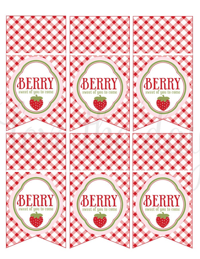 Strawberry Party PRINTABLE Favor Tags (INSTANT DOWNLOAD) by Love The Day