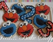 Sesame Street Cookie Monster & Elmo Birthday Hand Iced Sugar Cookie Assortment - 1 Dozen