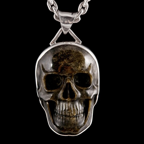 Obsidian Skull Necklace