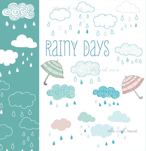 CLIP ART and Photoshop Brushes - Rainy Days - for commercial and personal use