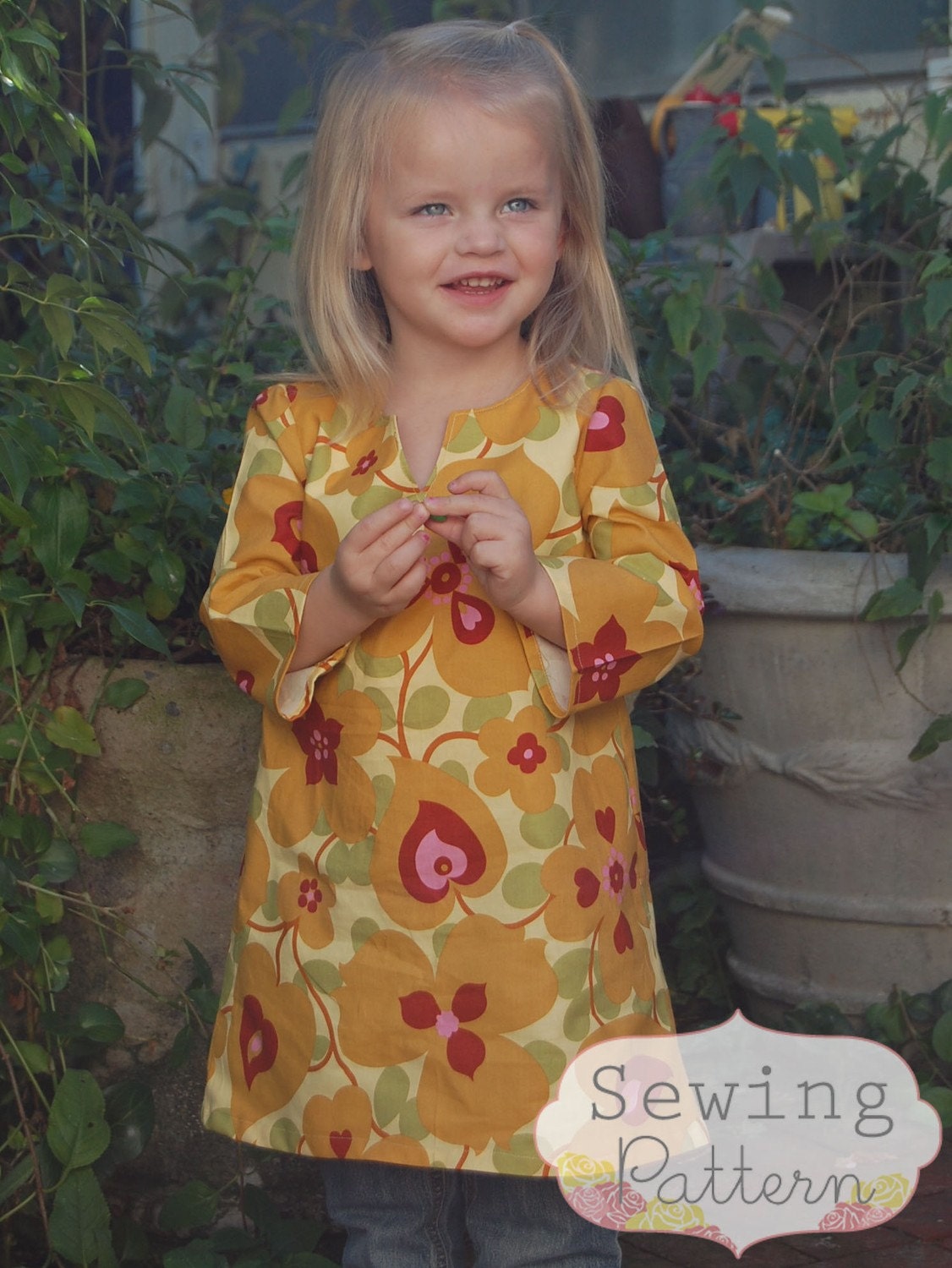 INSTANT DOWNLOAD- Sophia Tunic Dress (Sizes 12/18 months to 6) PDF Sewing Pattern and Tutorial