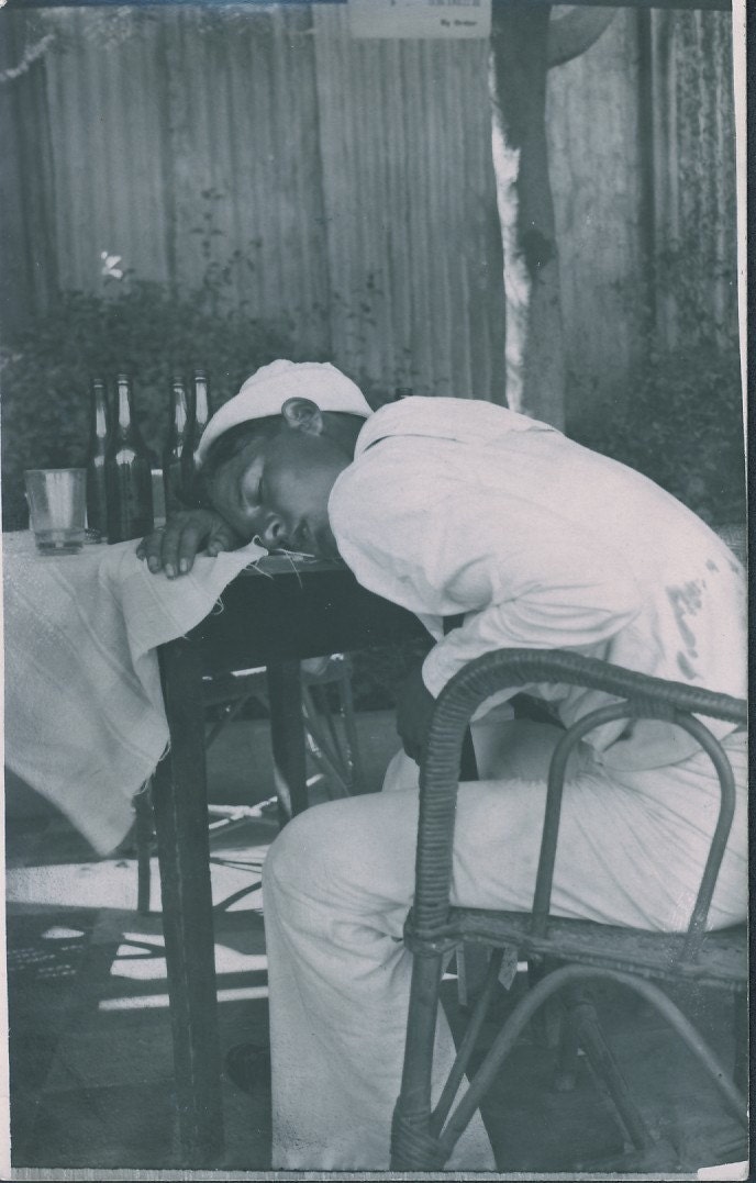 TOO MUCH To DRINK Sailor Photo Postcard 1936