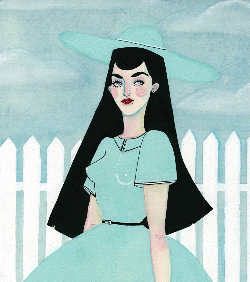 Mary Takes The Poodles For A Walk, A4 Giclee print