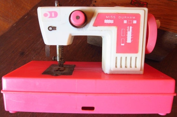 ON HOLD 1970s Miss Durham Toy Sewing Machine Pink by TimeWas