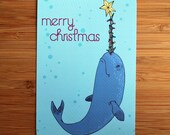 Merry Christmas Narwhal Postcard