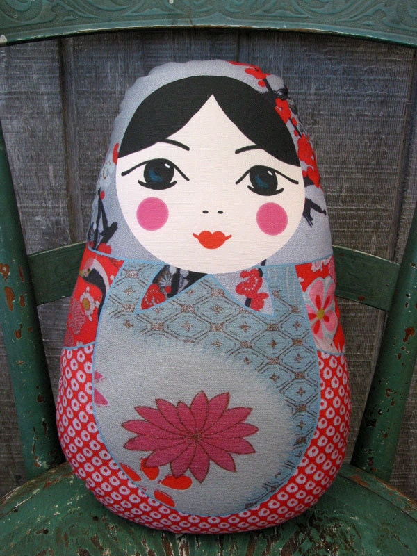 Matryoshka doll cushion, babushka, Russian doll (Winter)