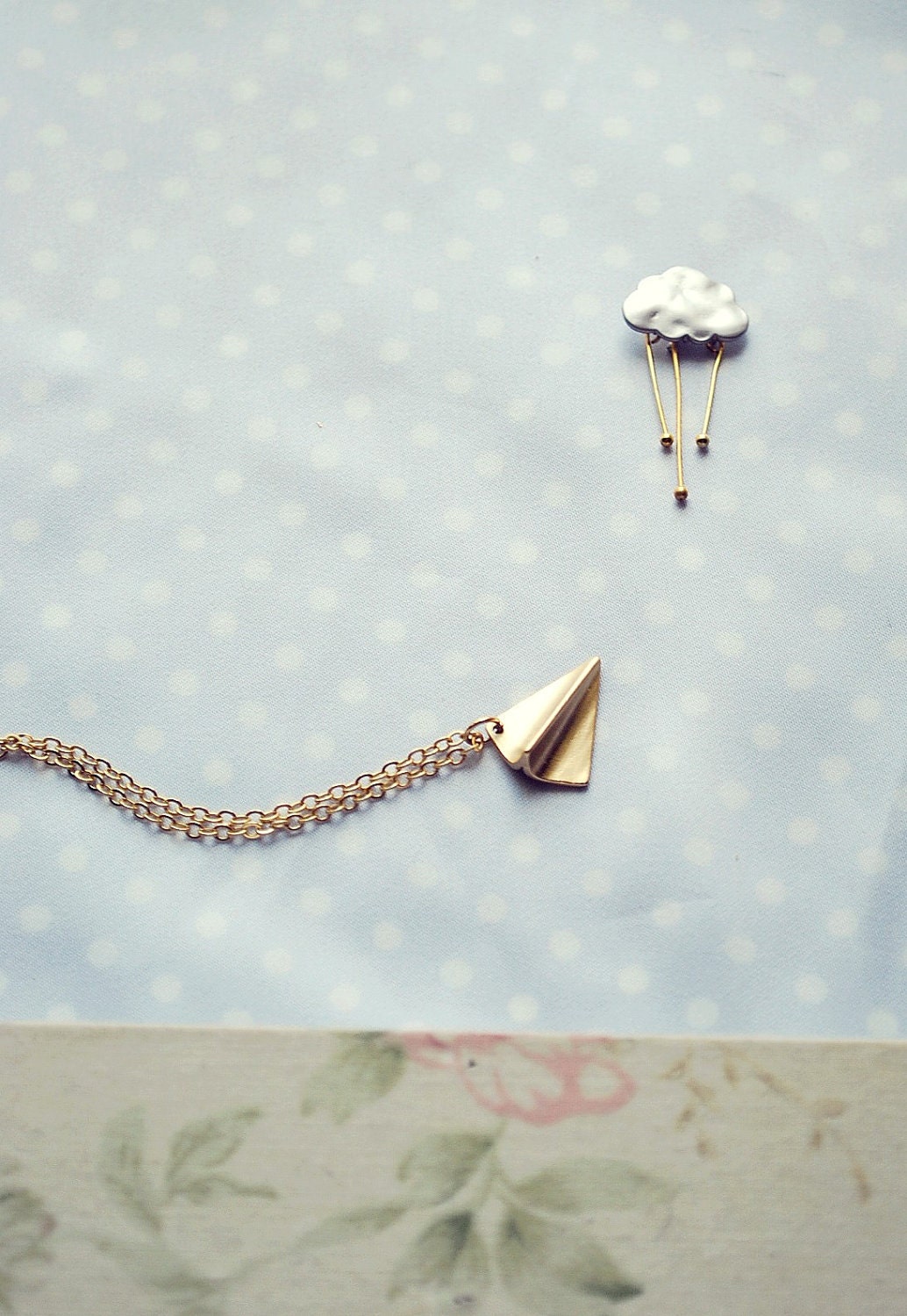 Back to school - Paper Plane Necklace - Childhood memories - Flight over the rose garden - a delicate plane necklace ready to take off