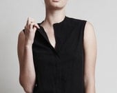 Silk Sleeveless Shirt - Black