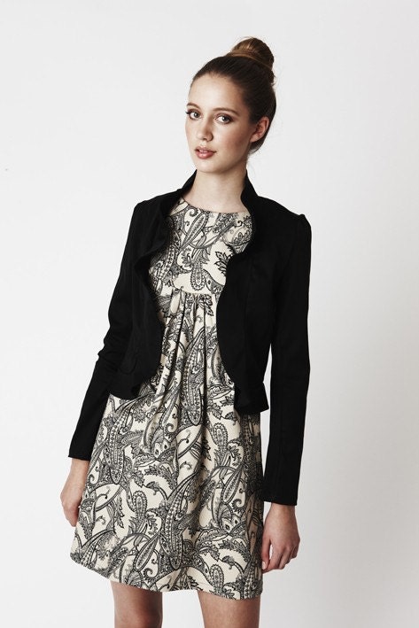 Frill Jacket - Little black jacket, cropped with frill, playful, in a high quality fabric