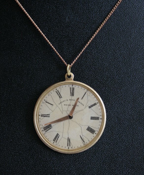 Steampunk Brass Victorian clock face pendant