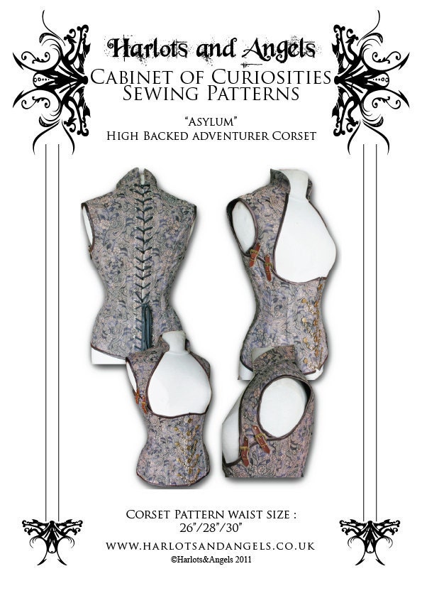 Steampunk "Asylum" Corset Sewing Pattern High Back Medium (HBCM)