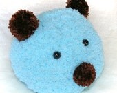 SALE Fuzzy Little Teddy Bear  Hat for Baby Boy 12 to 24 months old Ready to Ship, Easter, animal hat, hat, aqua blue, toddler