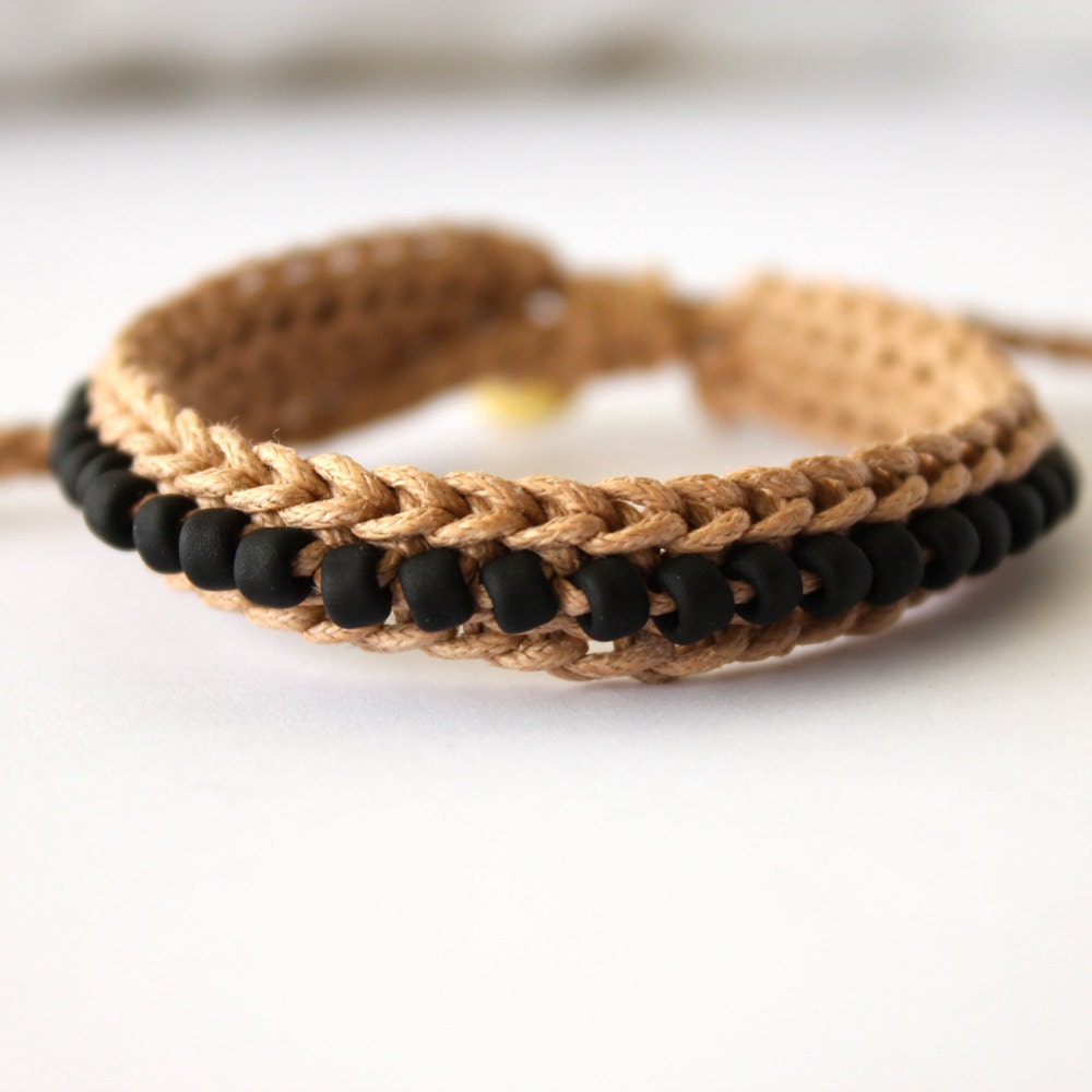 Waxed Cotton Beaded Bracelet