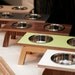 Mid Century Modern Pet Feeder & stainless steel bowls