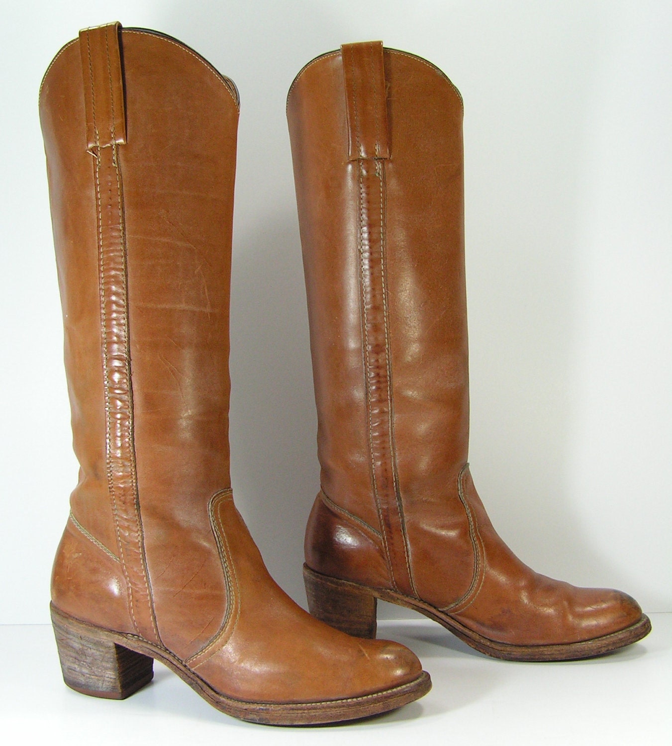 frye campus boots womens 9 AA narrow brown vintage western cowboy cowgirl leather