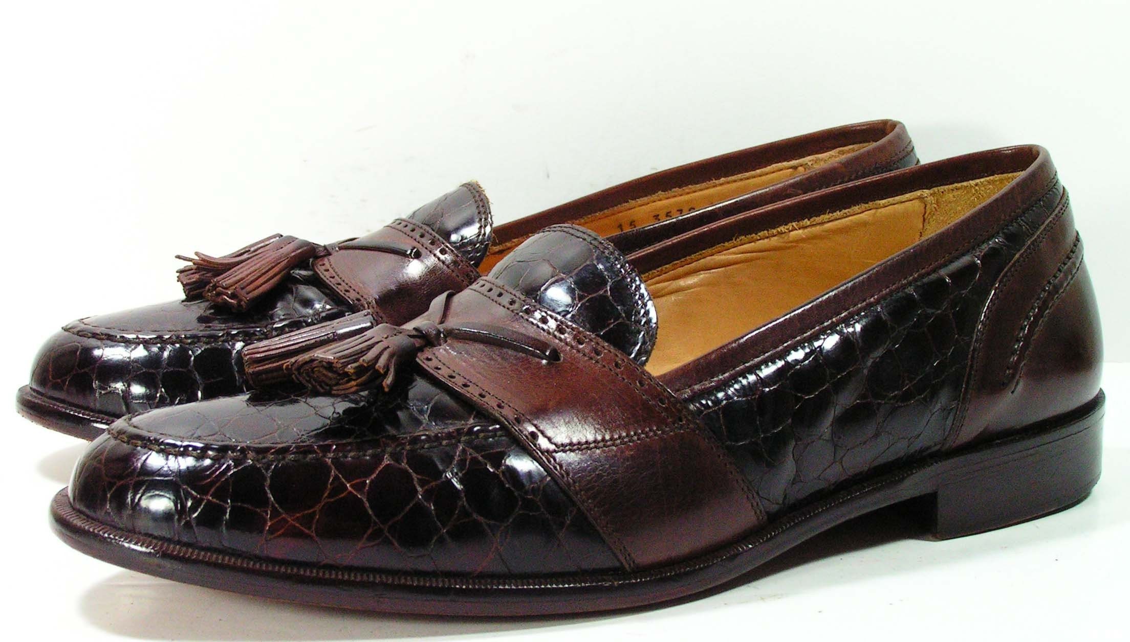 vintage Johnston Murphy alligator loafers dress shoes mens 10 M D ...