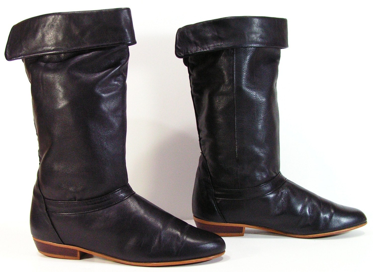 Items Similar To Dexter Boots Womens 65 M B Black Leather Walking Flat Heel Knee High Fashion 1098